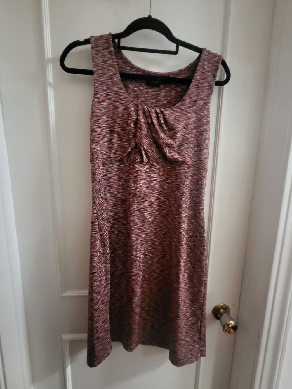 Sleeveless Marled Pink-Brown Sporry Midi Dress with Scoop Neck S